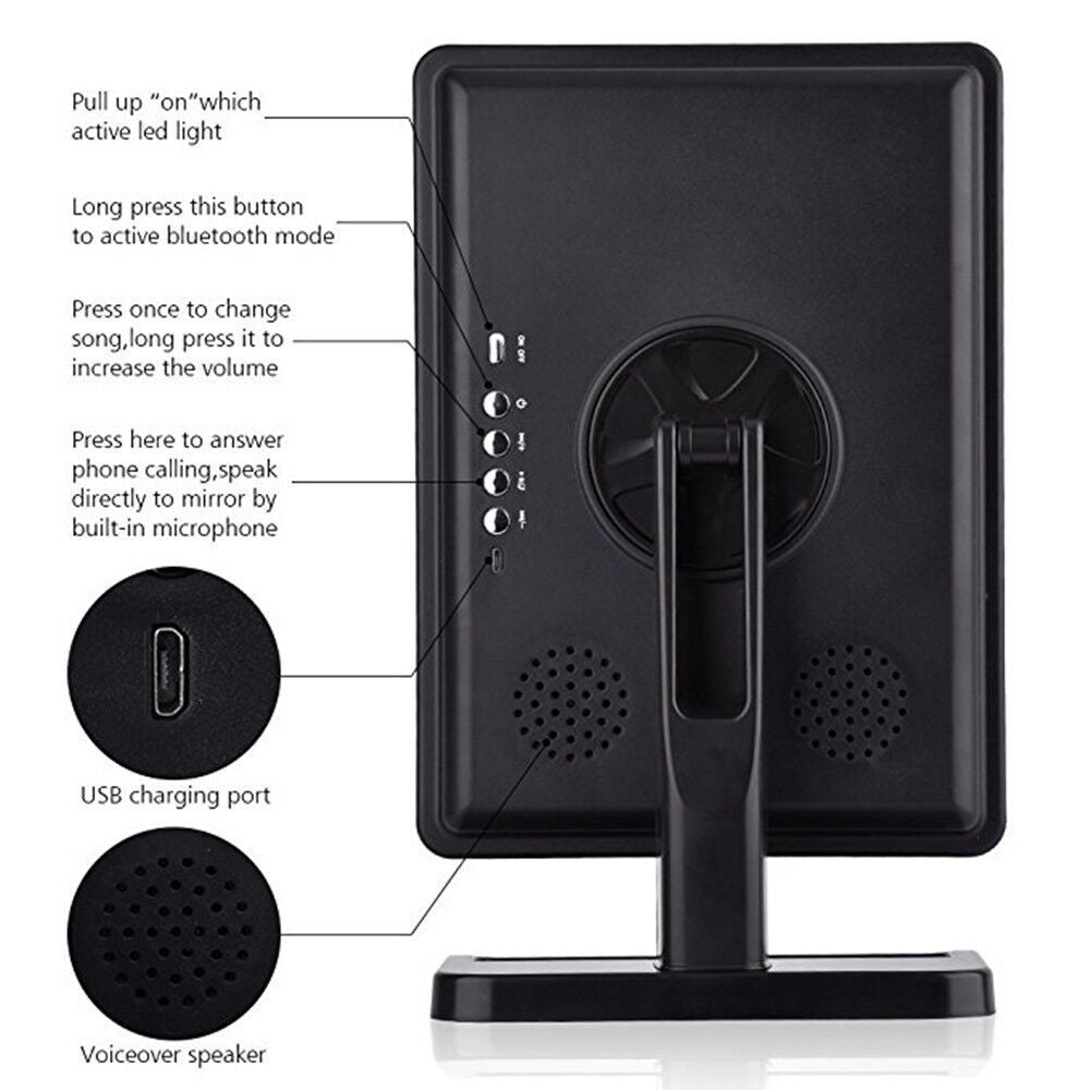 Touch Screen Makeup Mirror Bluetooth Speaker With 20 LED Lights