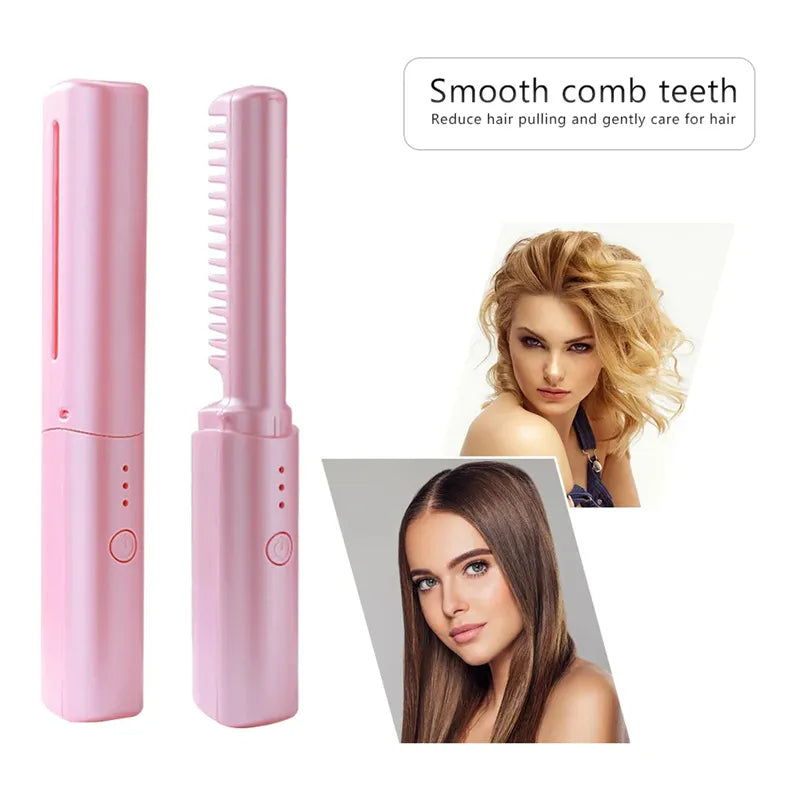 Professional Wireless Hair Straightener Curler Comb